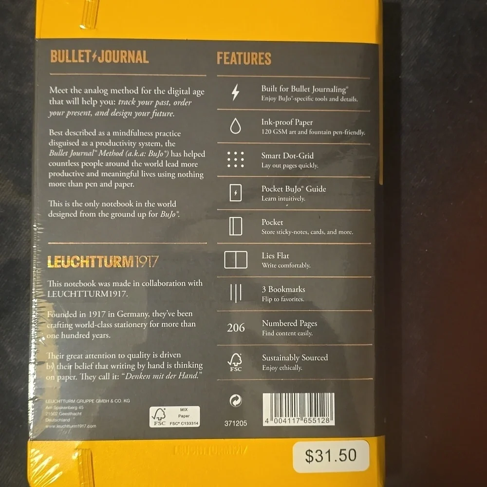 ❤️BUY 5 GET 3 FREE  Bullet Journal Edition 2, Yellow24, Retail Price $31.50US